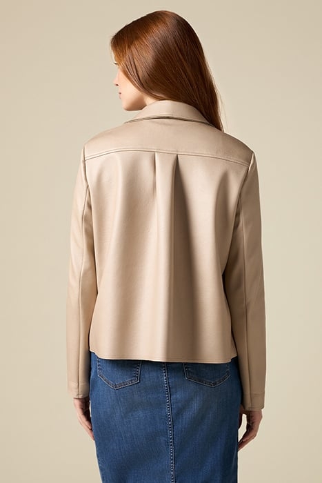 SHORT PEA COAT WITH JUMBO BROOCH NATURAL 2