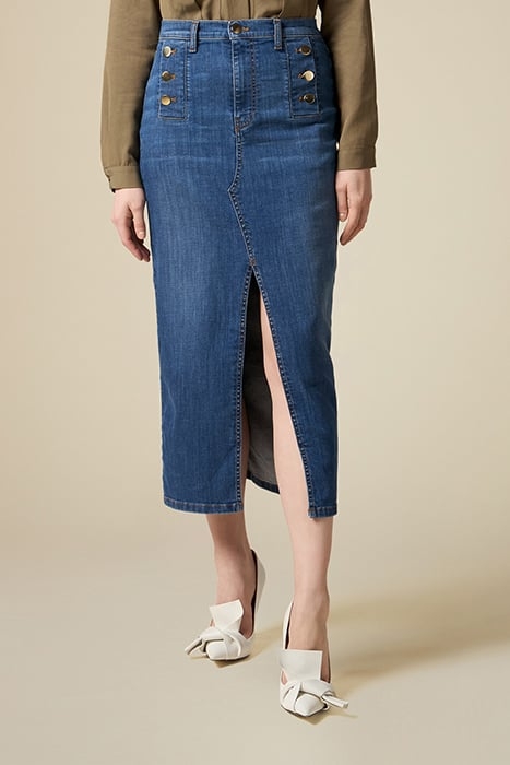 DENIM PENCIL SKIRT BLUE 1