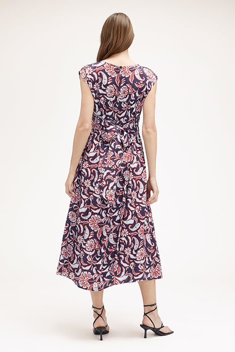 LONG SCARF PATTERN SATIN DRESS BLUE 2