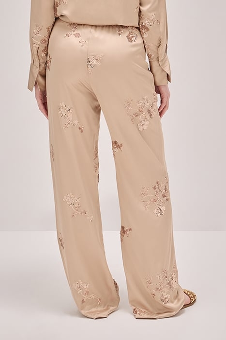 SATIN TROUSERS WITH SEQUIN EMBROIDERY BEIGE 2