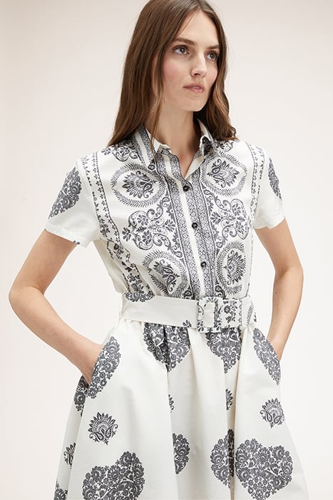 ETHNIC PATTERN CHEMISIER DRESS WHITE 5