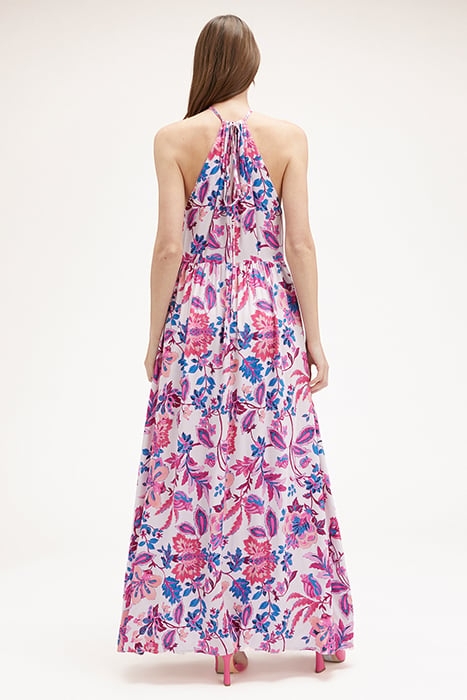 FLORAL PATTERN HALTERNECK DRESS RED 2