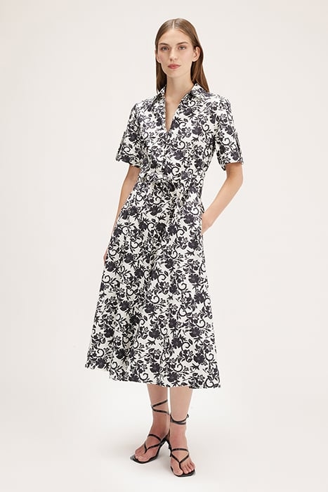 FLORAL PATTERNED CHEMISIER DRESS WHITE 1
