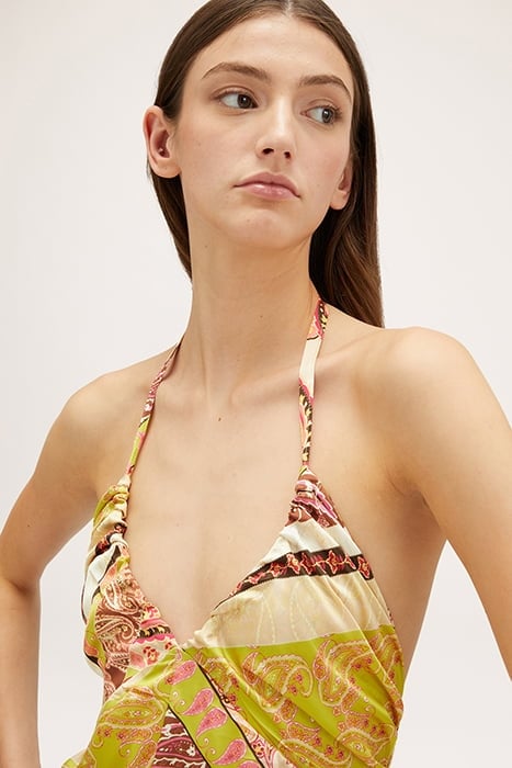 SCARF PATTERN SUMMER DRESS GREEN 5