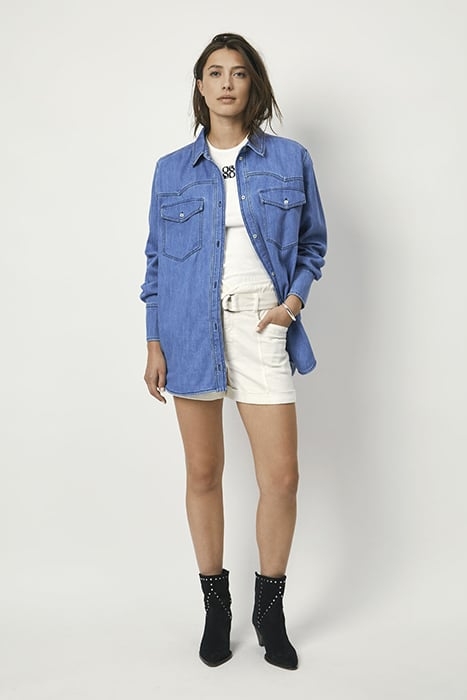 CLOVER DENIM TRUCKER SHIRT STONE BLUE 4