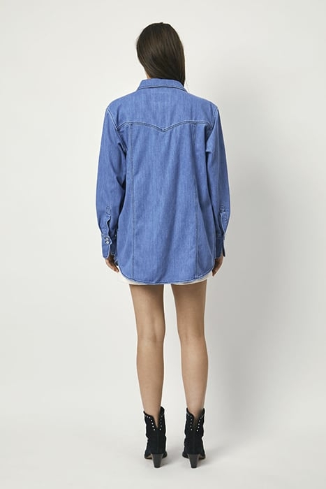 CLOVER DENIM TRUCKER SHIRT STONE BLUE 5