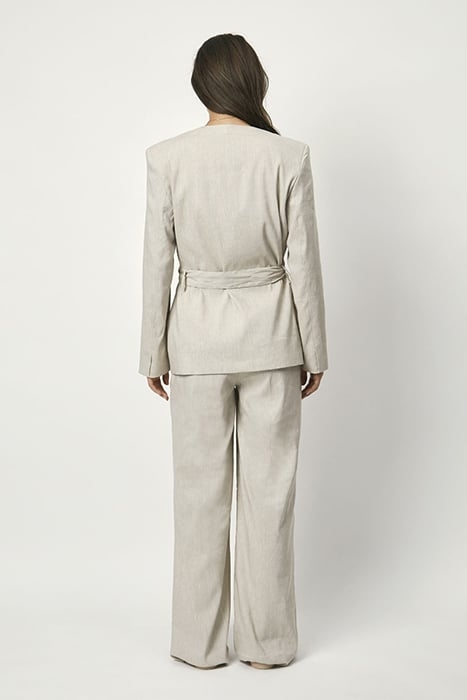 SERA BELTED LINEN BLAZER WHISPER CHALK 6
