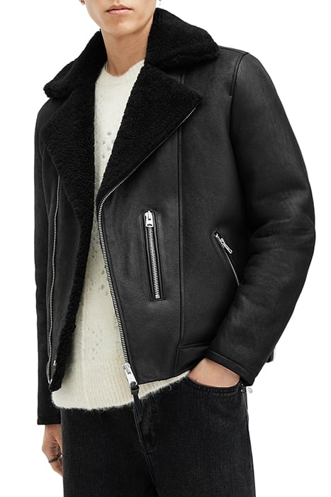XENA SHEARLING BIKER BLACK/BLACK 6