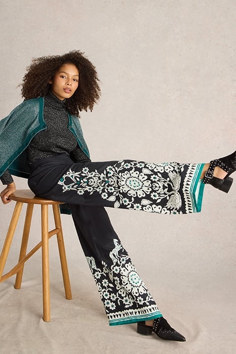 BELLE WIDE LEG TROUSER BLACK MULTI 5