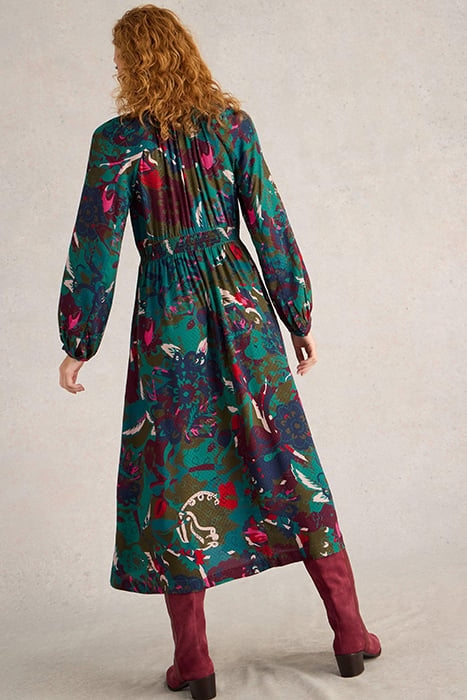 IZZY MIDI DRESS GREEN PRINT 2