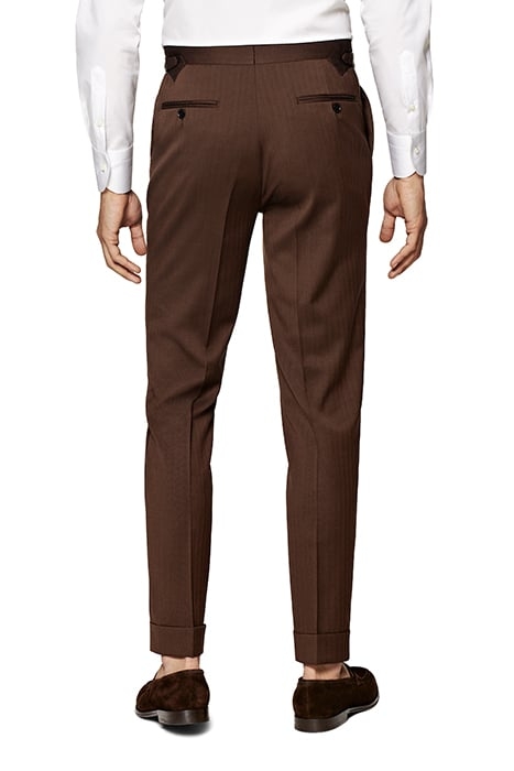 DARK BROWN HERRINGBONE TAILORED FIT HAVANA SUIT 5