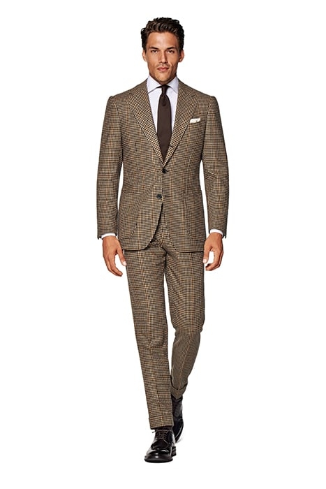 MID BROWN HOUNDSTOOTH TAILORED FIT HAVANA SUIT 1