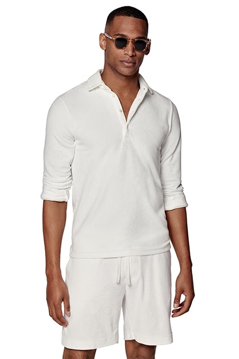 WHITE LONG SLEEVE TERRY POLO 1