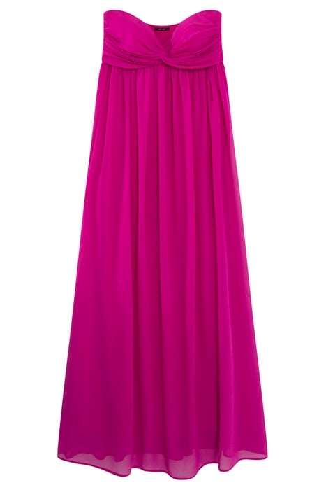 RHODES - LONG STRAPLESS RECYCLED ORCHID DRESS WITH PLEATED B 2