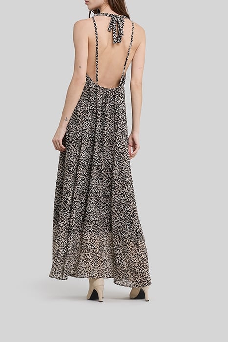 BLACK RECYCLED LONG DRESS, ROCK LEOPARD PRINT 2