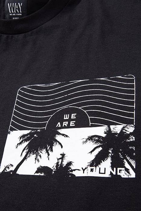 BOYS’ BLACK T-SHIRT WITH PALM TREE PRINT ON FRONT 4