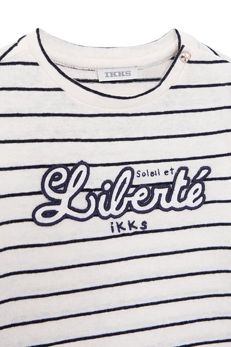 BABY GIRLS’ ECRU SAILOR-STRIPE T-SHIRT, EMBROIDERED SLOGAN 3