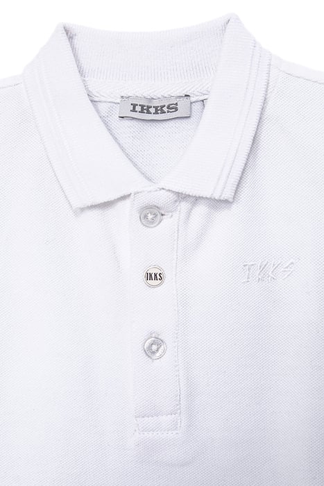 BABY BOYS’ WHITE ORGANIC COTTON POLO SHIRT, IKKS LOGO 3