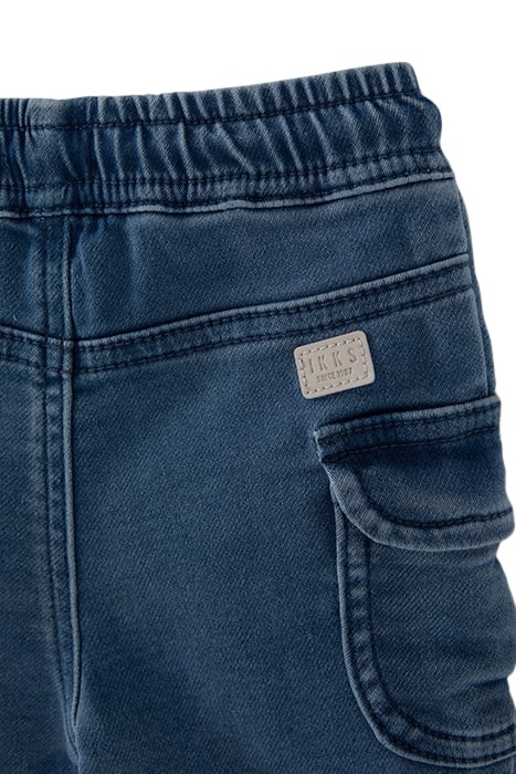 BABY BOYS’ BLUE DENIM CARGO ELASTICATED WAIST BERMUDAS 6