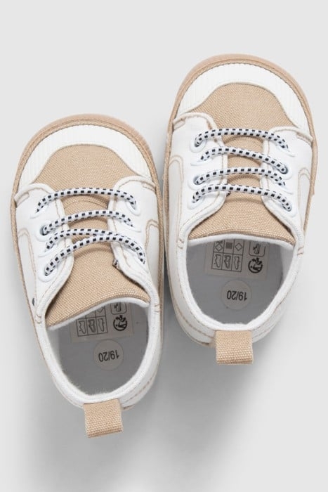 BABY BOYS’ OFF-WHITE AND BEIGE CANVAS TRAINERS 3