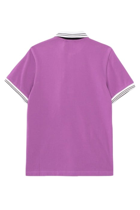 BOYS’ PURPLE PIQUE KNIT POLO SHIRT WITH STRIPED RIBBING 2