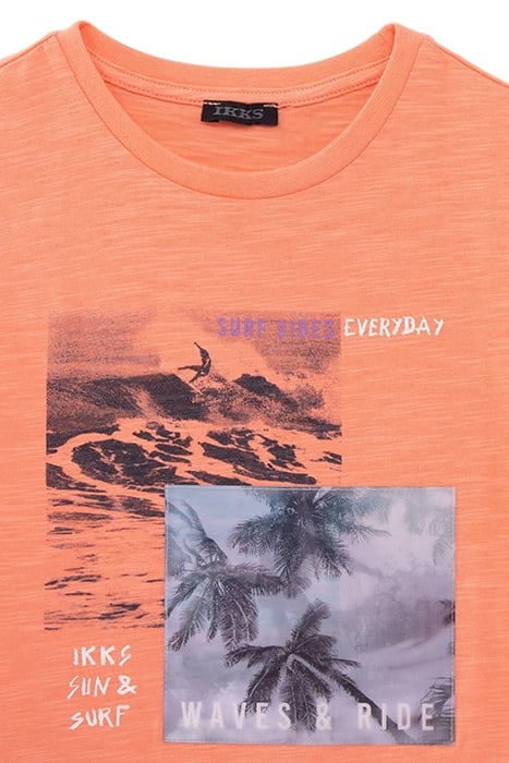 BOYS’ NEON ORANGE ORGANIC COTTON T-SHIRT, LENTICULAR IMAGE 4