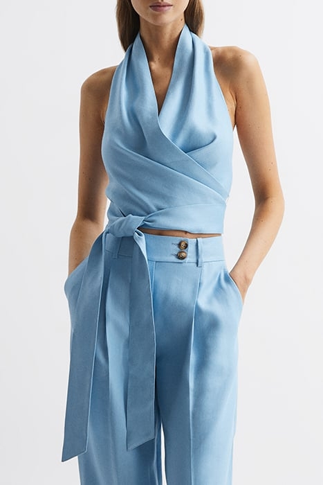 HOLLIE-COWL HALTER TOP BLUE 1