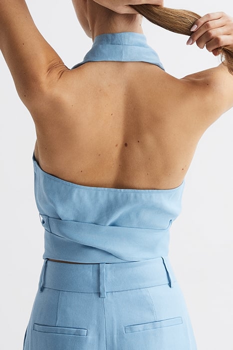 HOLLIE-COWL HALTER TOP BLUE 2