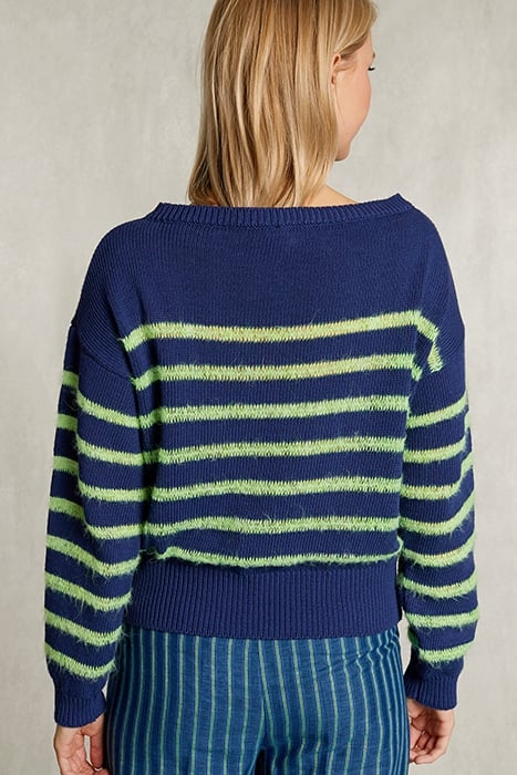 BLUE/GREEN STRIPED SWEATER ROUND NECK BLUE 2