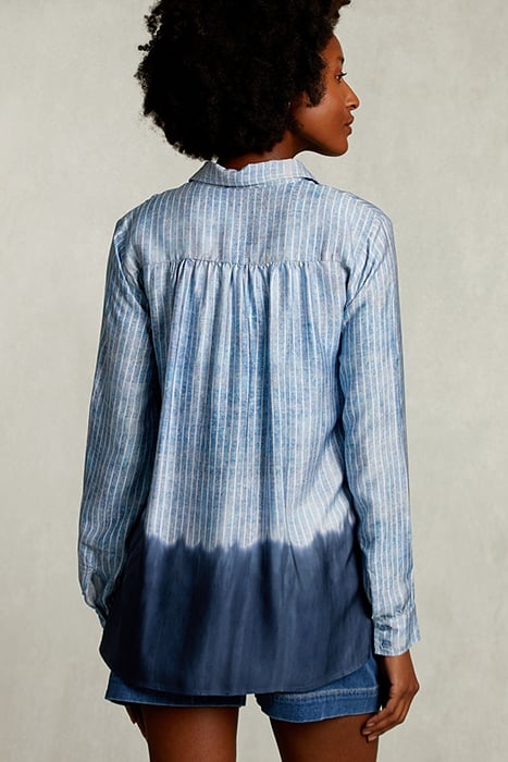 BLUE/WHITE STRIPED TIE-DYE BLOUSE BLUE 2