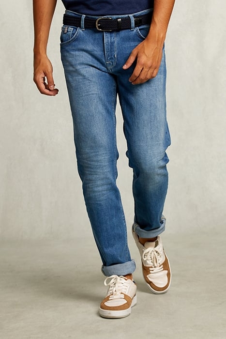 TIGHT FIT 5-POCKET LIGHT STONE JEANS 1