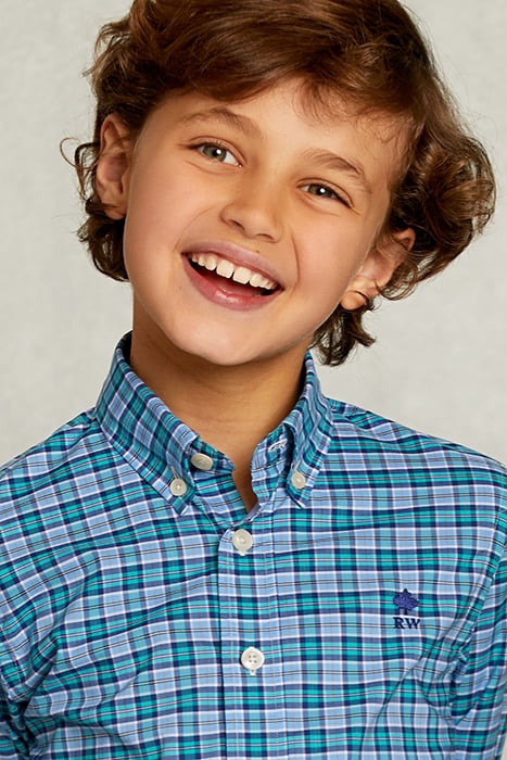 CUSTOM FIT CHECKED SHIRT BLUE/GREEN 3