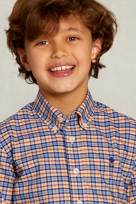 CUSTOM FIT CHECKED SHIRT BLUE/ORANGE YELLOW 4