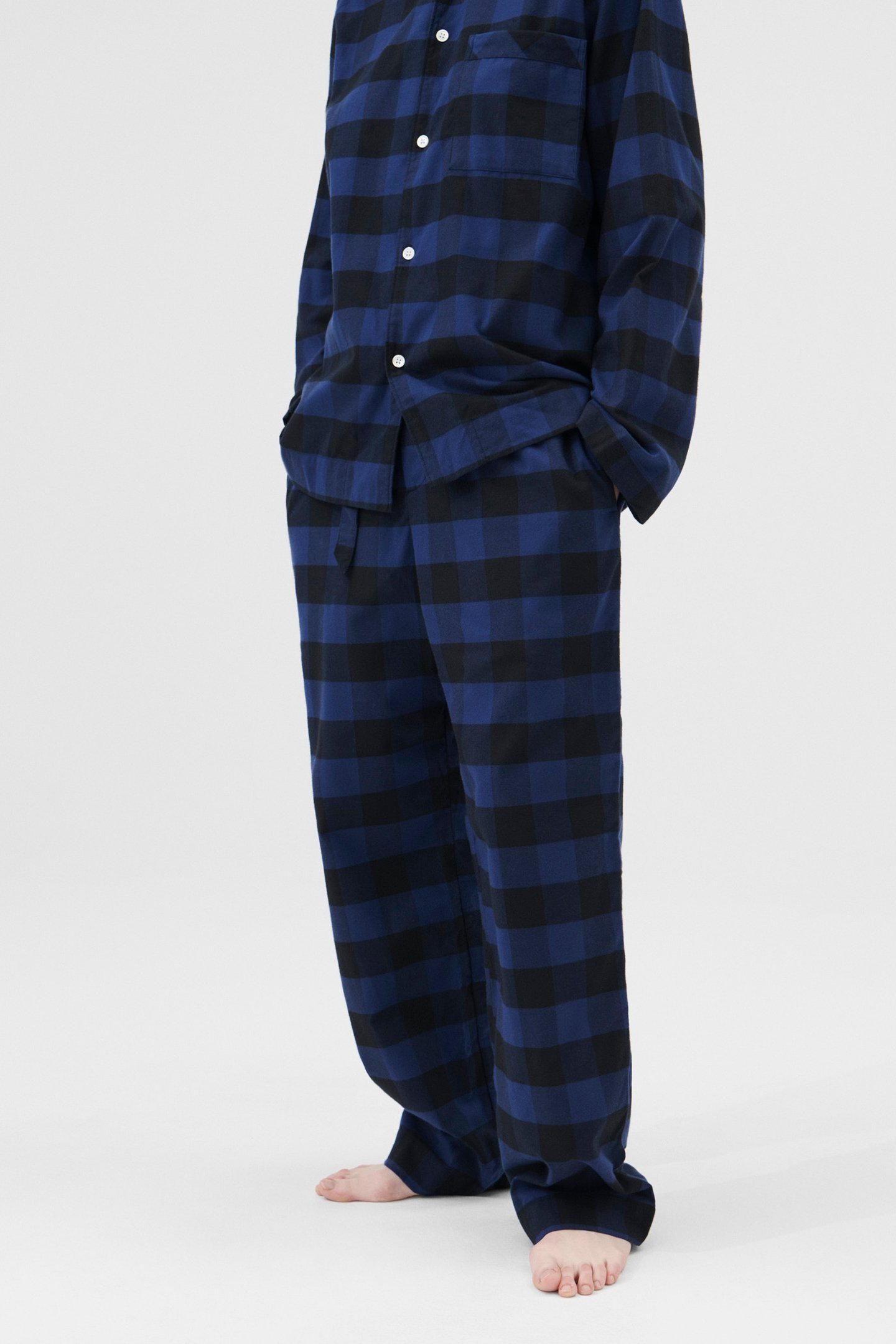 UNISEX FLANNEL, PYJAMAS PANTS BLUE GINGHAM 1