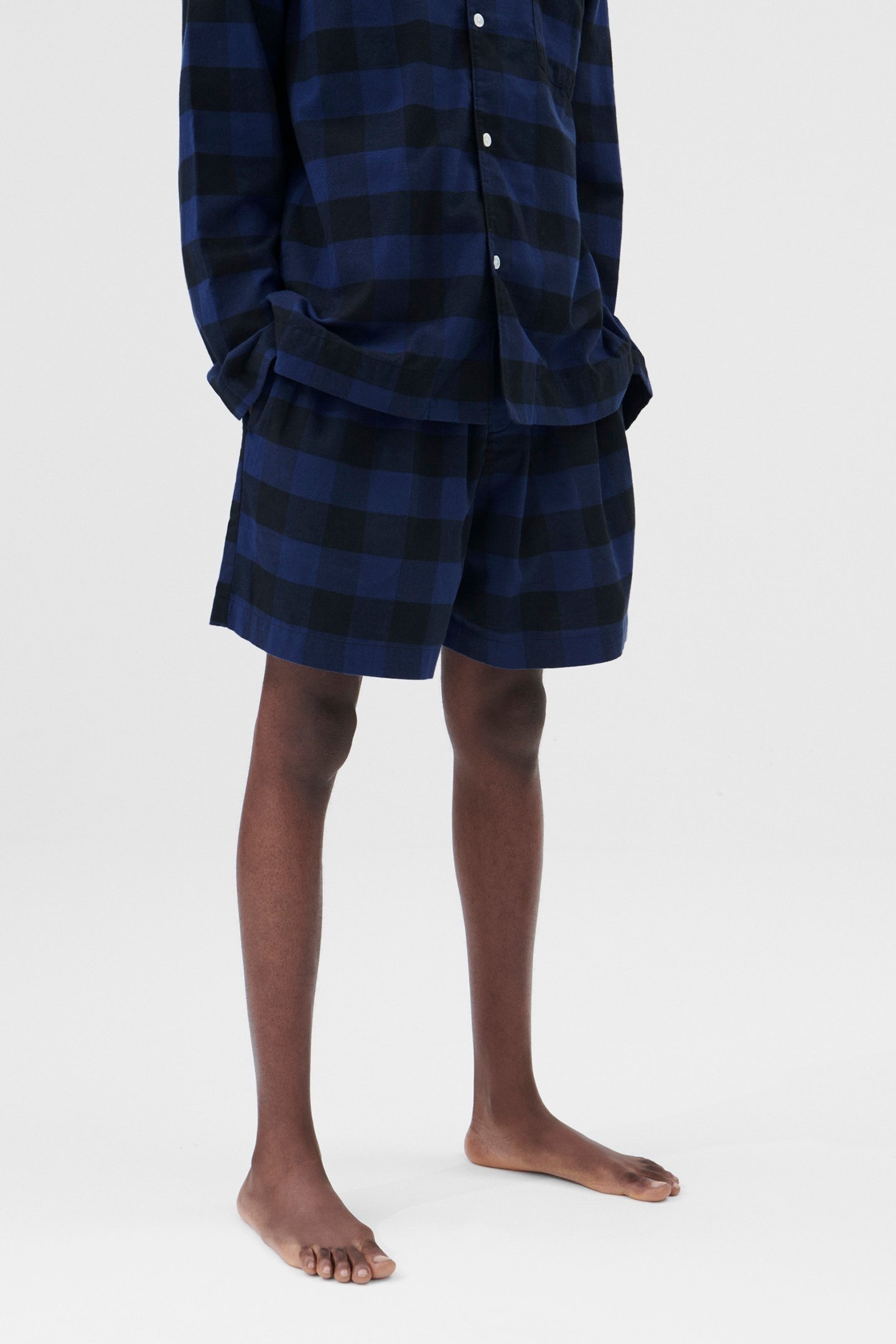 UNISEX FLANNEL, PYJAMAS SHORTS BLUE GINGHAM 1