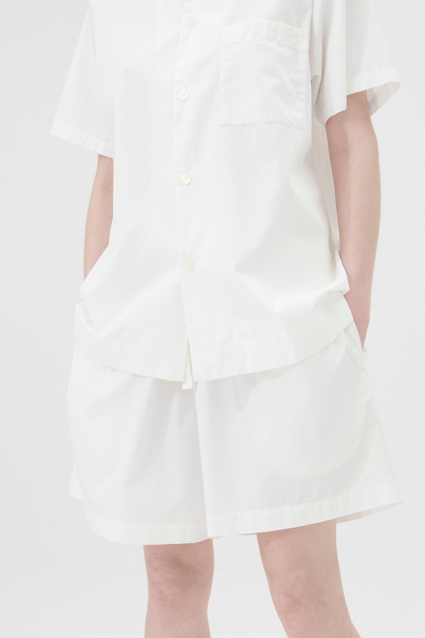 UNISEX POPLIN, PYJAMAS SHORTS ALABASTER WHITE 1