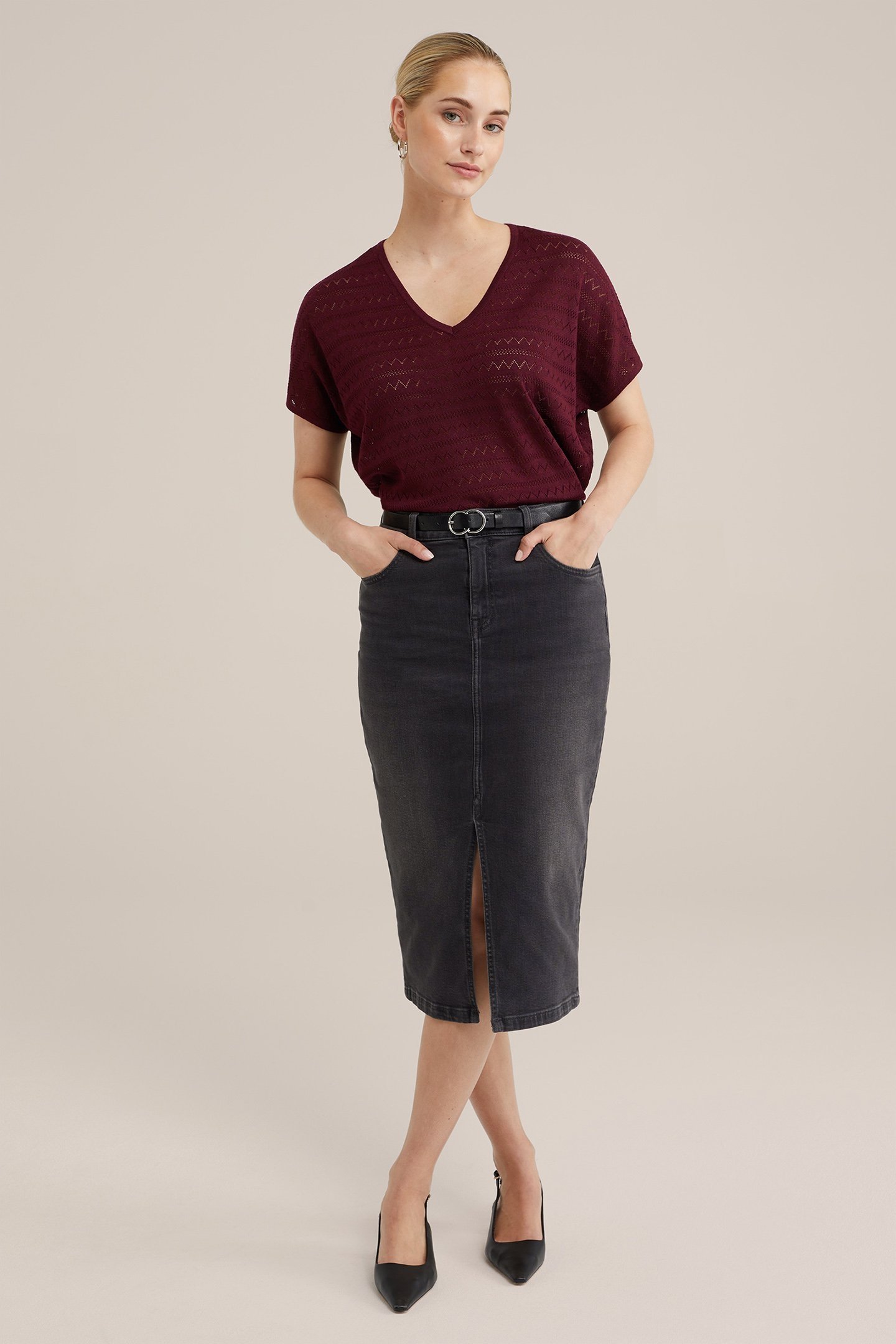 KNITTED PULLOVER BURGUNDY RED 3