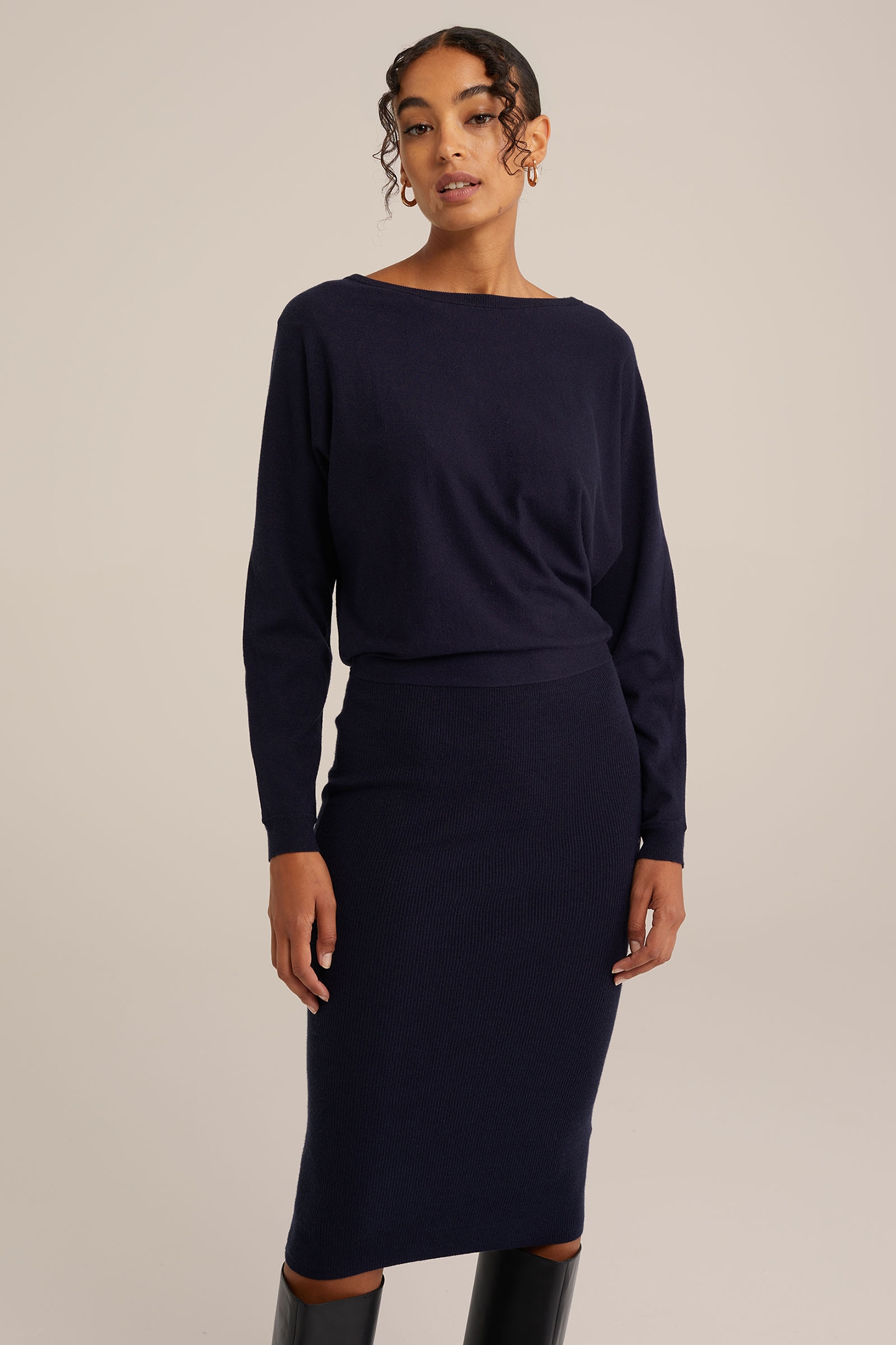 DRESS MID LENGTH NAVY BLUE 1
