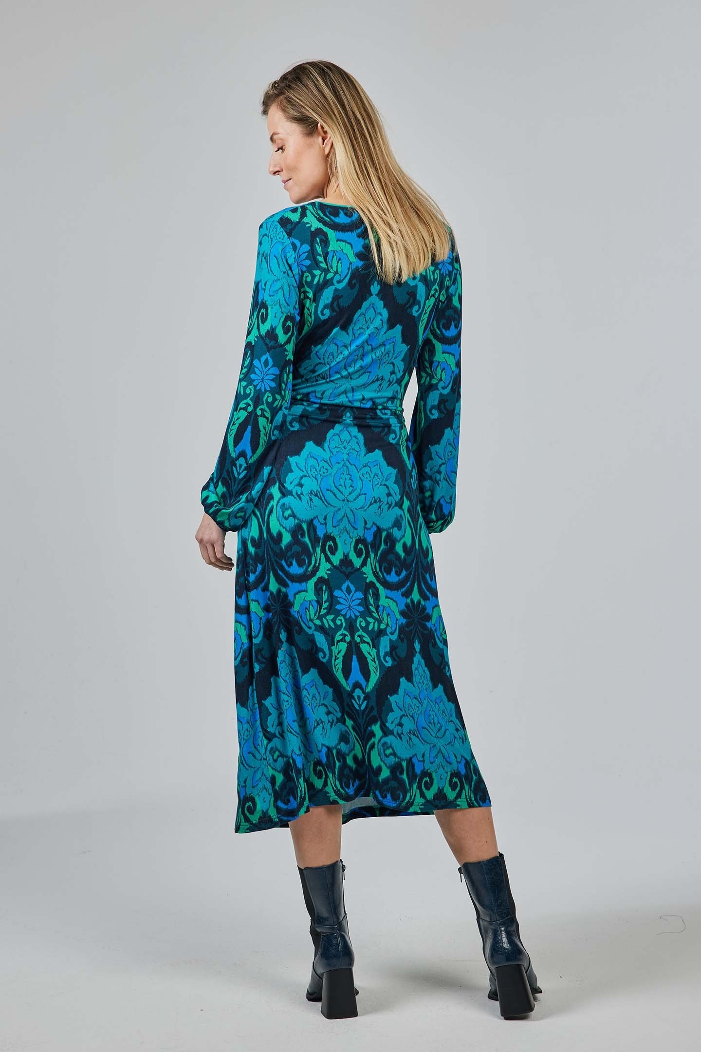 WRAP DRESS TIARA DARKBLUE WITH HERITAGE PRINT 2