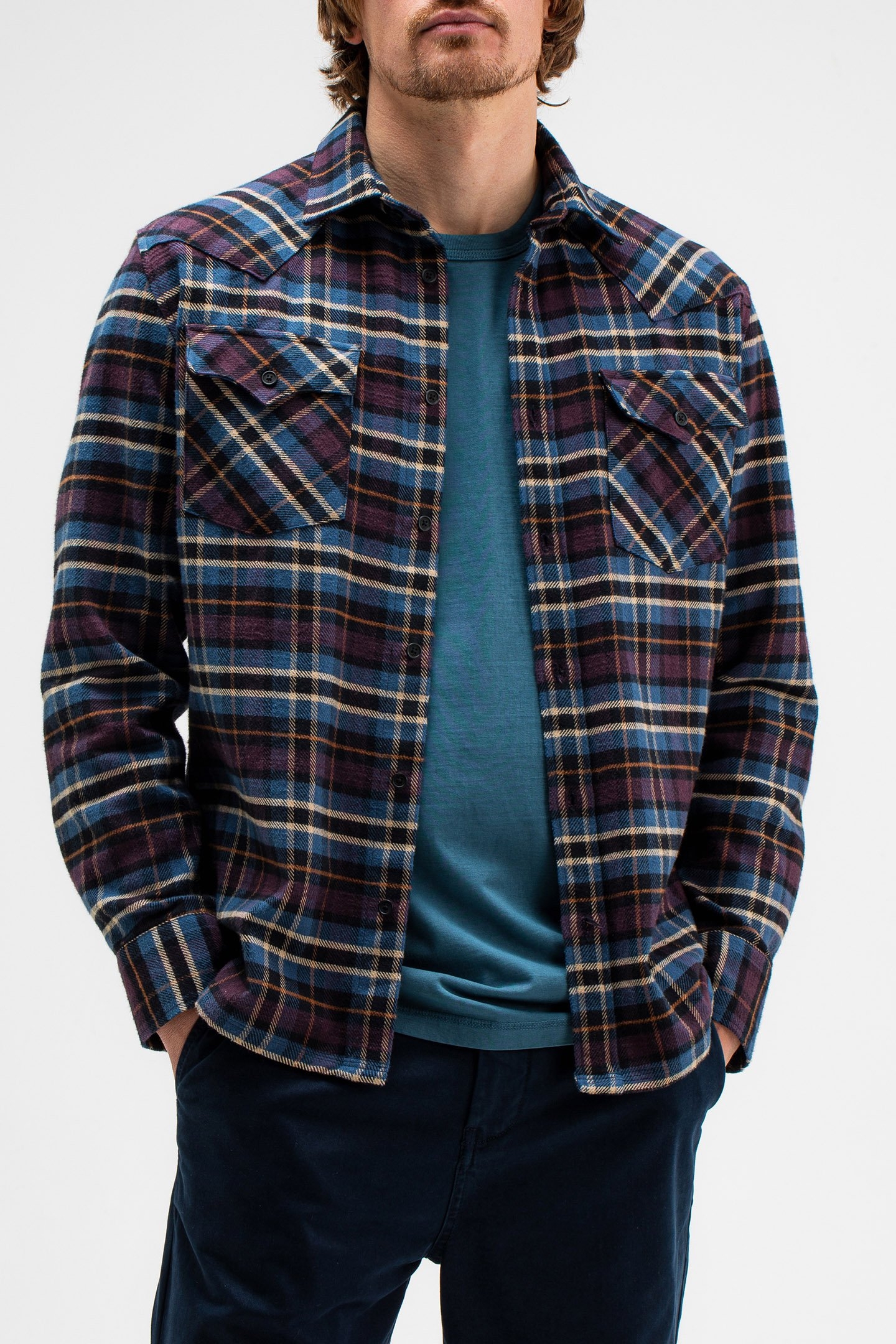 LANTON WESTERN CHECK SHIRT PASCHA PURPLE 1