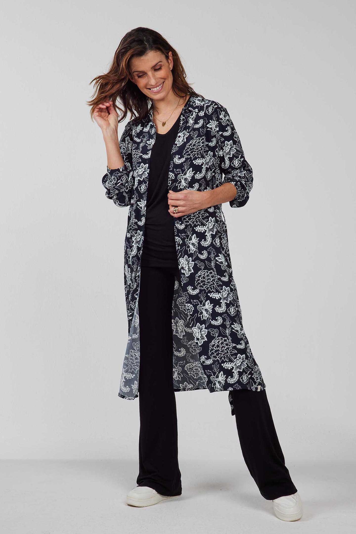 LONGER TUNIC PRECIOUS, 3/4 SLEEVE DARKBLUE WITH WHITE SENNA  5