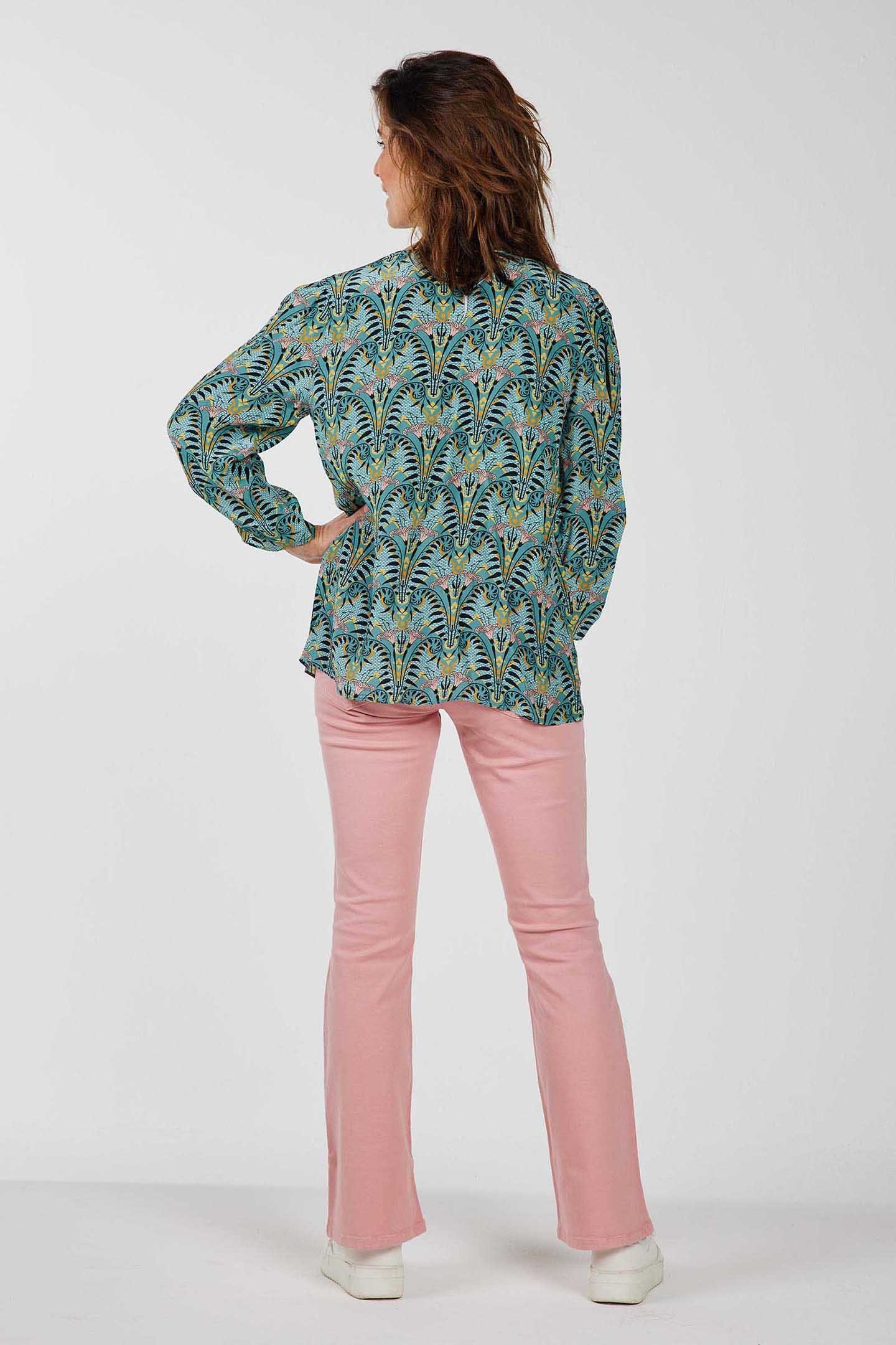 BLOUSE IDYLLIC AQUA SEA WITH FOUNTAIN PRINT 3