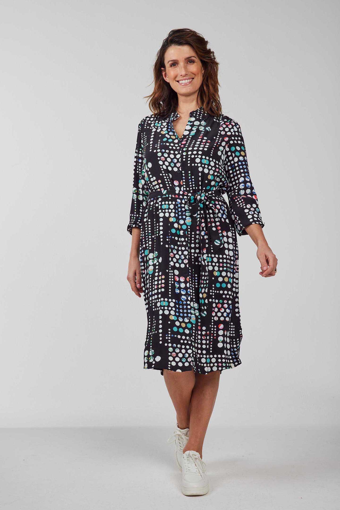 LONGER TUNIC PRECIOUS, 3/4 SLEEVE BLACK WITH SECRET DOT PRIN 2