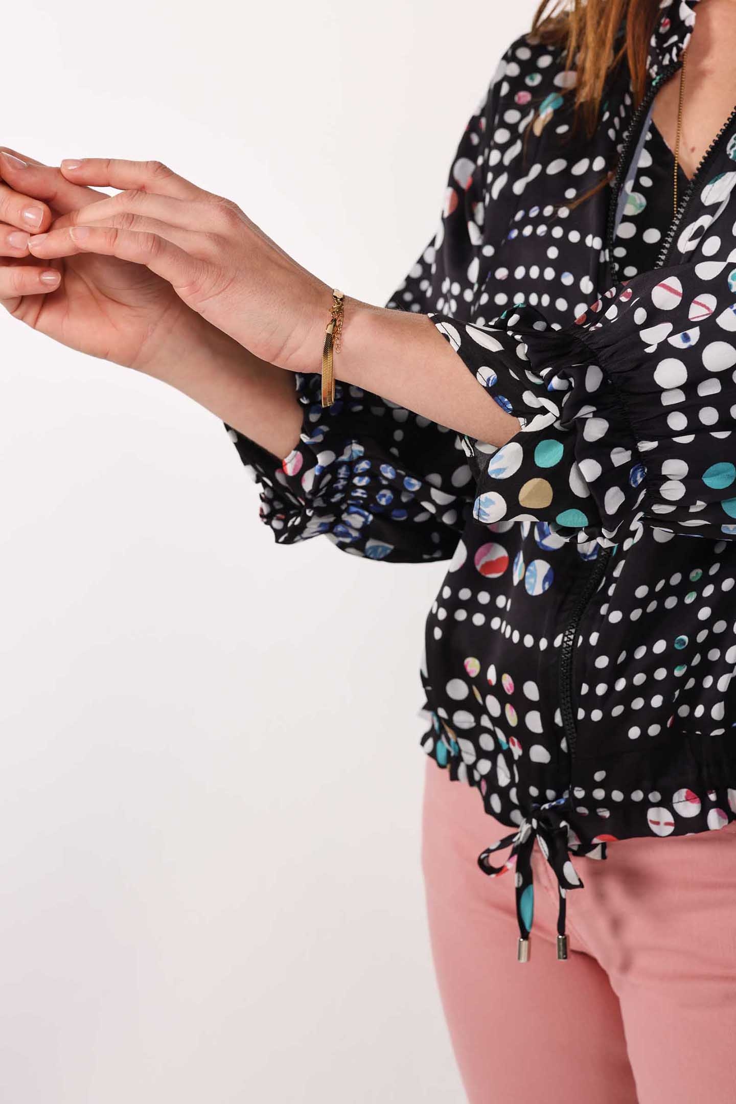 ZIP BLOUSE SEVILLA BLACK WITH SECRET DOT PRINT 7