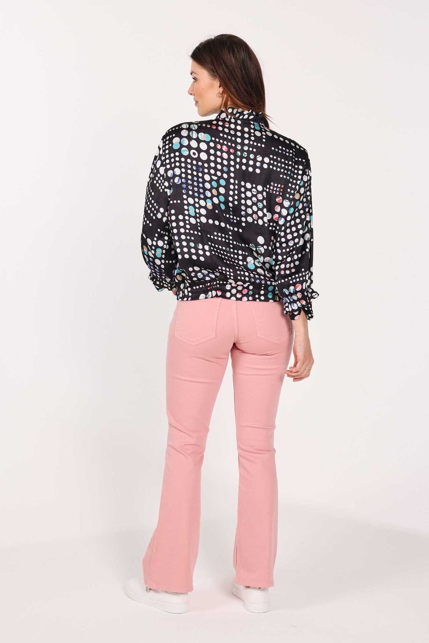 ZIP BLOUSE SEVILLA BLACK WITH SECRET DOT PRINT 3