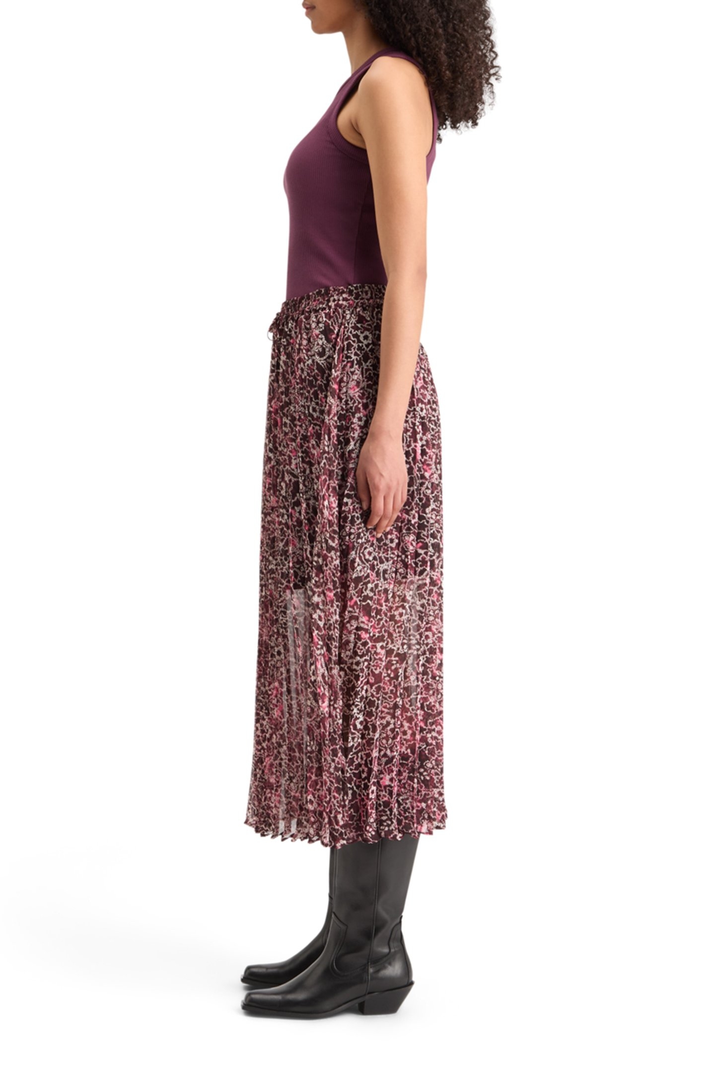PLEATED PRINTED SKIRT SHIBORI FLORAL PINK 6