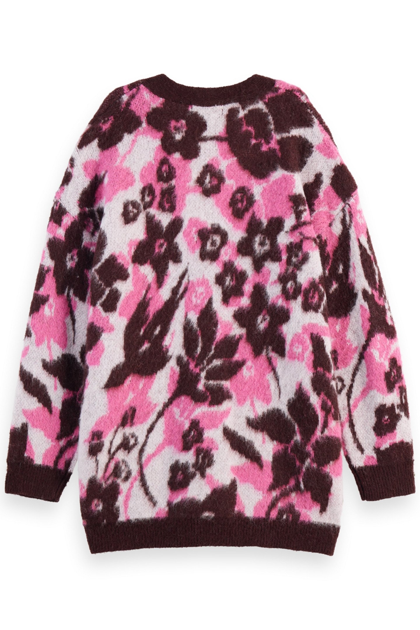 FUZZY JACQUARD MID LENGTH CARDIGAN WINTER FLORAL 5