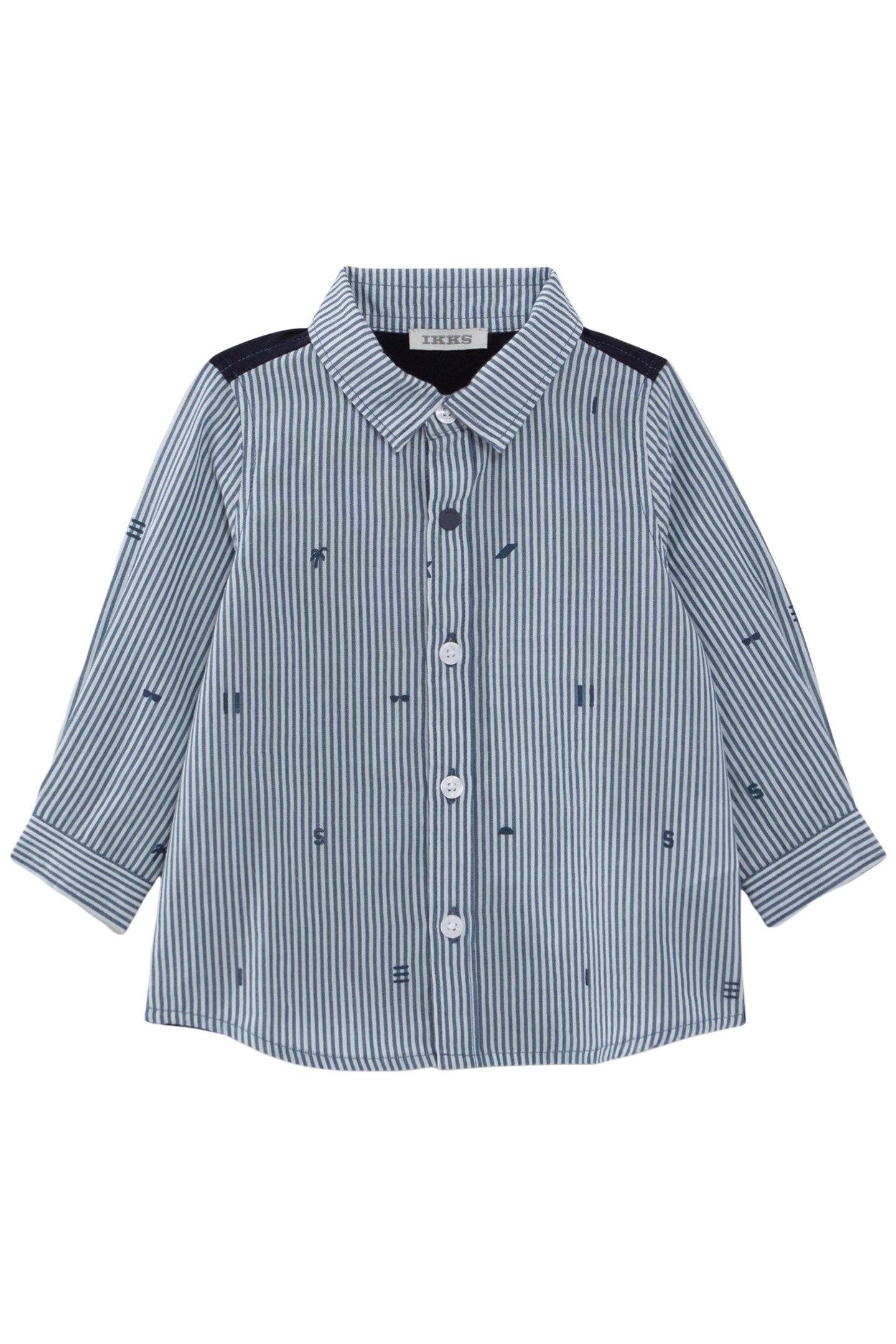 BABY BOYS’ MIXED FABRIC STRIPED AND SUMMER MOTIF SHIRT 1