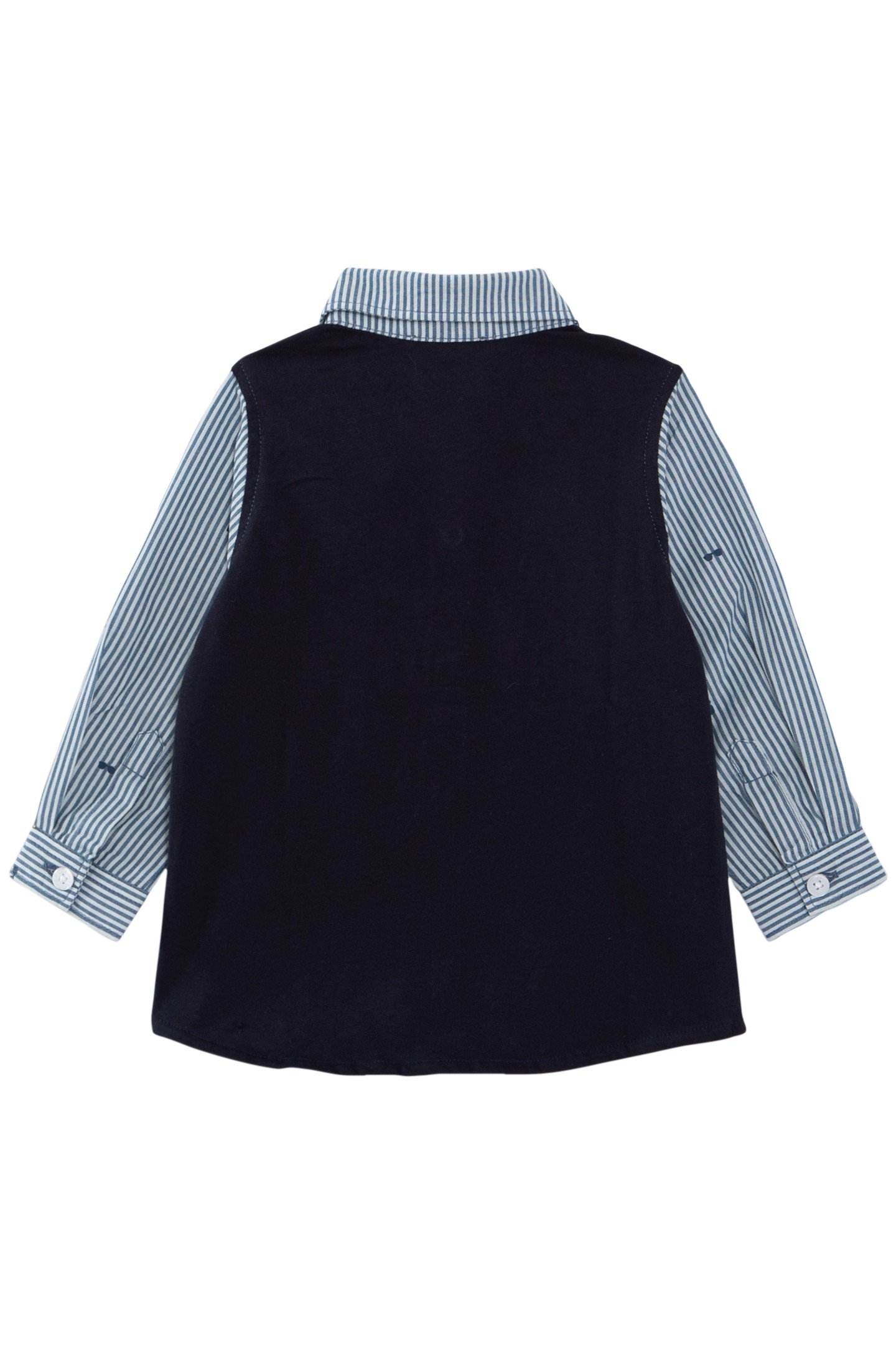 BABY BOYS’ MIXED FABRIC STRIPED AND SUMMER MOTIF SHIRT 2