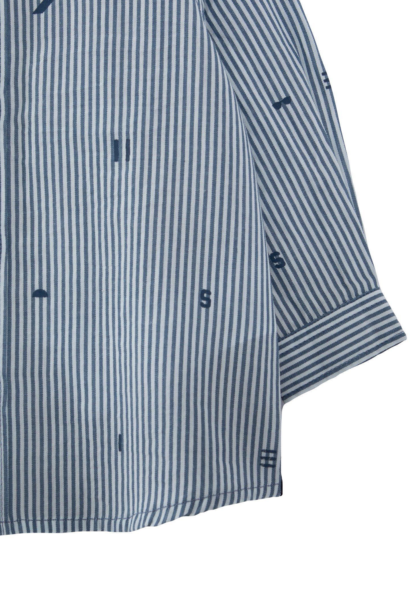 BABY BOYS’ MIXED FABRIC STRIPED AND SUMMER MOTIF SHIRT 6